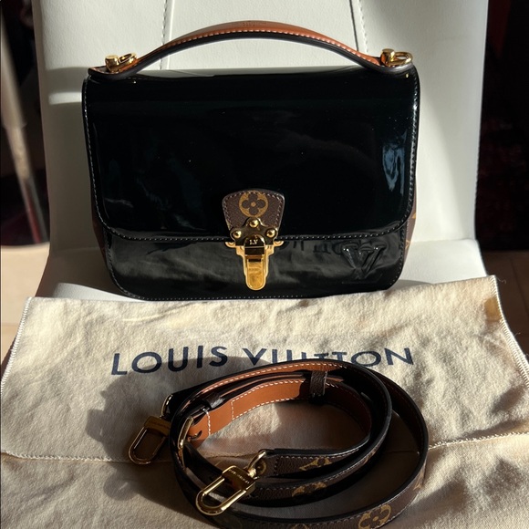 Louis Vuitton Glossy Black Satchel with Gold Hardware - Picture 9 of 16